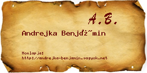 Andrejka Benjámin névjegykártya