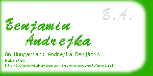 benjamin andrejka business card